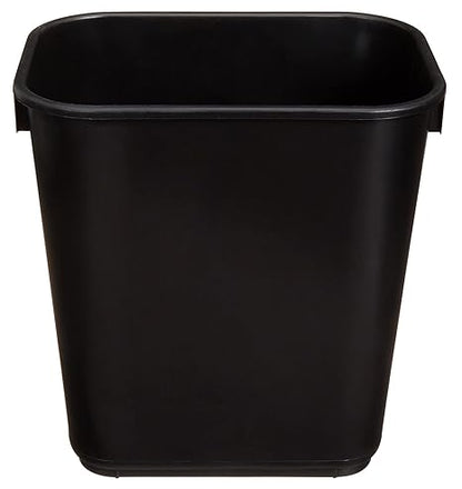 Durable Rectangular Black Plastic Trash Can – Open Waste Bin for Office, Bathroom, Kitchen & Home Use – 12L Capacity, Space-Saving Design (12 x 11.375 x 8 in)