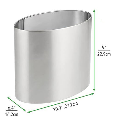 Stylish Silver Oval Metal Trash Can - An Exquisite Storage Choice