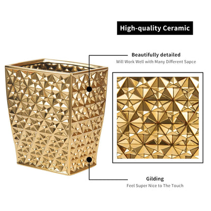Luxurious and Shining: Golden Ribbed Trash Can, a New Highlight in Home Storage