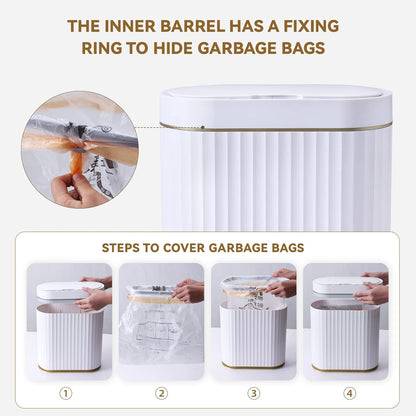 Elegant and Waterproof: White Striped Trash Can, a New Fashion in Home Storage