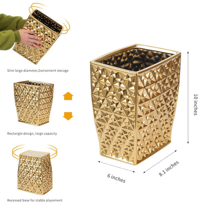 Luxurious and Shining: Golden Ribbed Trash Can, a New Highlight in Home Storage