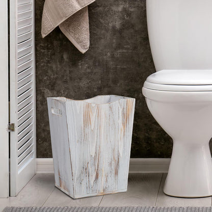 Retro Charm: Distressed - look Wooden - style Trash Can, a New Home Storage Highlight