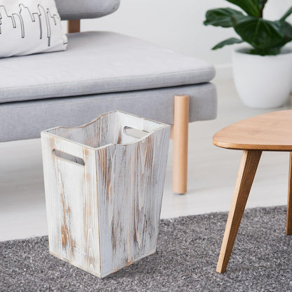 Retro Charm: Distressed - look Wooden - style Trash Can, a New Home Storage Highlight